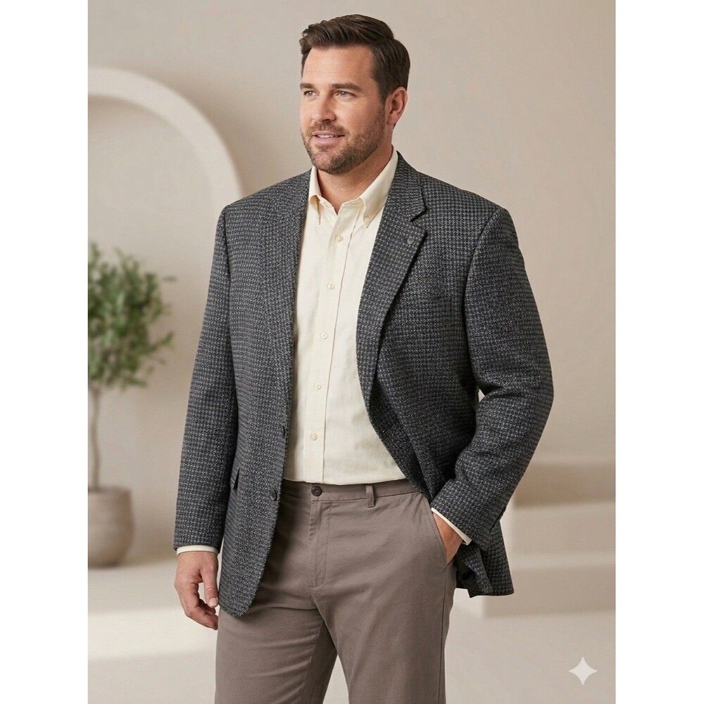 Oak Hill Mens Sport Coat Blazer 3XL 54R 56R Gray Textured Tweed Big & Tall New